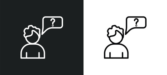 Poster - questioning icon isolated in white and black colors. questioning outline vector icon from activity and hobbies collection for web, mobile apps and ui.