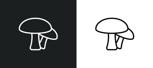 Poster - mushrooming icon isolated in white and black colors. mushrooming outline vector icon from activity and hobbies collection for web, mobile apps and ui.