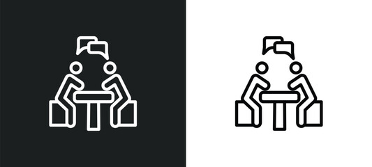 Poster - meeting with a friend icon isolated in white and black colors. meeting with a friend outline vector icon from activity and hobbies collection for web, mobile apps and ui.