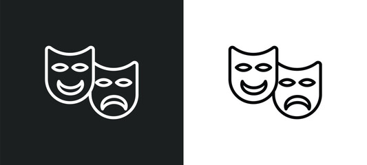Poster - acting icon isolated in white and black colors. acting outline vector icon from activity and hobbies collection for web, mobile apps and ui.