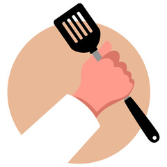 Wall Mural - Clip art of a chef hand holding a spatula, vector illustration