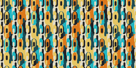 Poster - Elongated shapes that create a seamless pattern. Oval stretched and colored shapes, colored wallpapers.