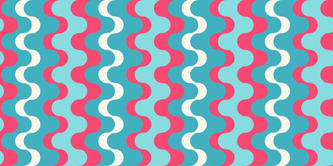 Fototapete - Pink and blue wavy lines. Seamless simple pattern of wavy columns. For printing on any background.
