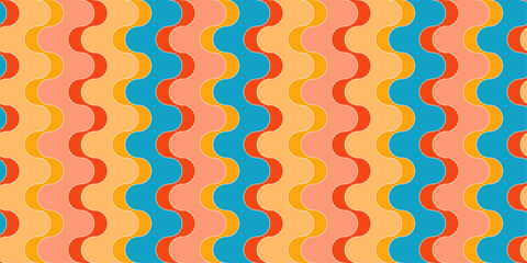 Poster - Colorful wavy lines. Seamless simple pattern of wavy columns. For printing on any background with colors.