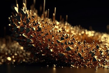 Poster - Network technology background futuristic tech gold abstract background. Low poly wire made with generative AI