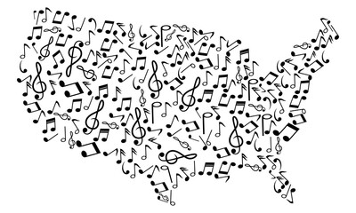  usa map made from music notes