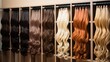 Close-Up View of Variety of Clip-In Hair Extensions for Short Hair, Elegantly Displayed in a Salon: High-Quality Generative AI Illustration