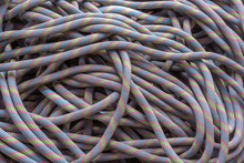 A Blue Flaked Climbing Rope