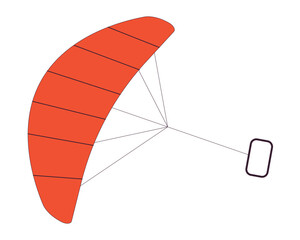 Poster - Kite from kitesurfing gear flat line color isolated vector object. Kiteboarding equipment. Editable clip art image on white background. Simple outline cartoon spot illustration for web design
