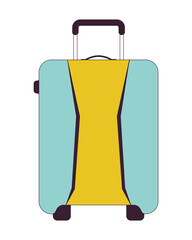 Poster - Carrying baggage flat line color isolated vector object. Luggage wheels. Packing suitcase. Editable clip art image on white background. Simple outline cartoon spot illustration for web design