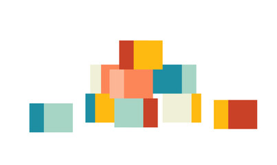 Fototapete - Cubes in kindergarten semi flat colour vector object. Pyramid building in childhood. Construction. Editable cartoon clip art icon on white background. Simple spot illustration for web graphic design