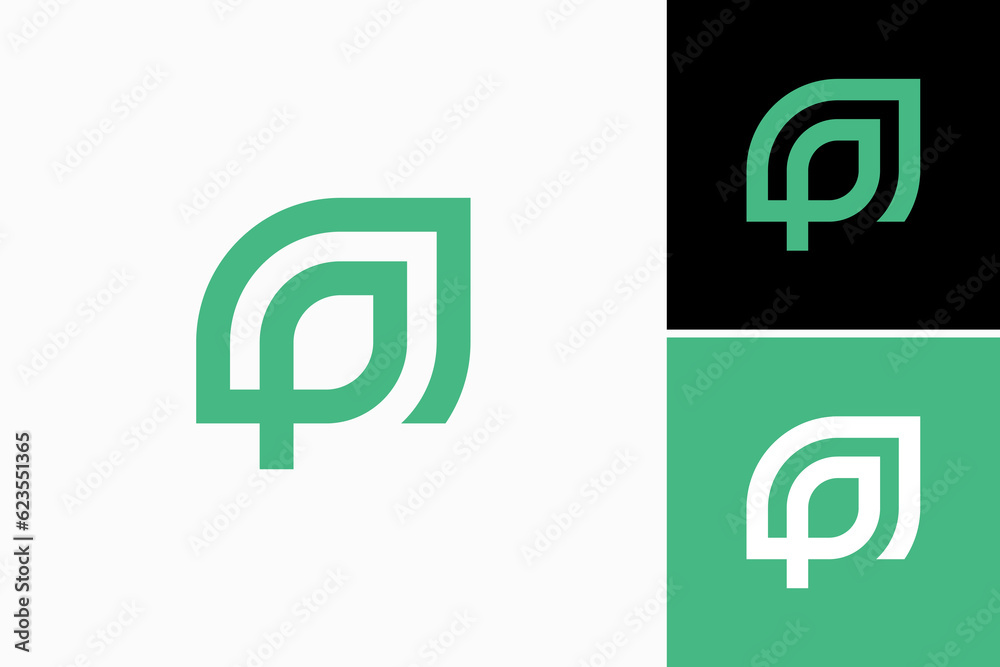 Letter P Plant Leaf Vector Logo Premium Stock Vector | Adobe Stock