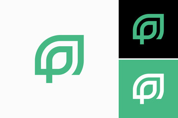 Letter P Plant Leaf Vector Logo Premium 