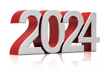 Poster - New year 2024. 3d illustration. Isolated on white background.