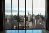 high rise window view of Midtown Manhattan interior real estate apartment in New York City NYC