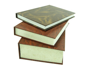 Wall Mural - Pile of leather hardcover book isolated with clipping path for mockup