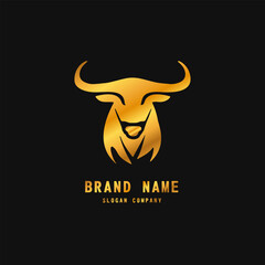 Wall Mural - Bull logo. Premium logo for steakhouse, Steakhouse or butchery. Abstract stylized cow or bull head with horns symbol. Creative steak, meat logo.