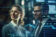 © Peter - Success at stock market, broker businesswoman and businessman are looking happy at rising financial graph charts, candlestick charts, created with Generative AI