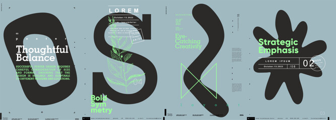 Canvas Print - typographic design and minimalistic background elements. a set of vector elements for designing post