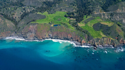 Wall Mural - Aerial view of Pacific Highway California Coastline