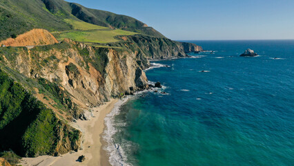 Wall Mural - Aerial view of Pacific Highway California Coastline