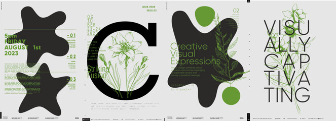Poster - typographic design and minimalistic background elements. a set of vector elements for designing post