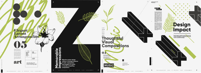 Wall Mural - typographic design and minimalistic background elements. a set of vector elements for designing post