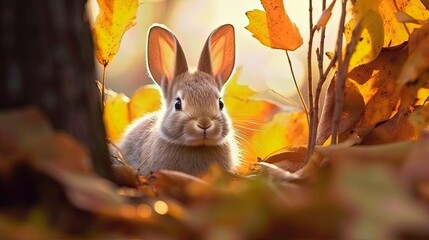 Wall Mural - rabbit in the grass