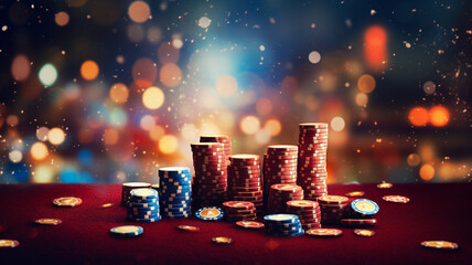Casino hall for gambling, roulette and slot machines, background banner