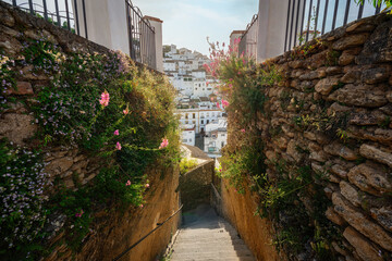 Sticker - Stairs of Mirador del Carmen Viewpoint - Setenil de las Bodegas, Andalusia, Spain