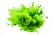canvas print picture - bright green holi paint color powder festival explosion burst isolated white background. industrial print concept background