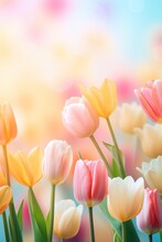 Tulip Flowers Background. Illustration AI Generative.