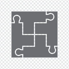 Canvas Print - Simple icon square puzzle in gray. Simple icon puzzle of the four elements on transparent background for your web site design, app, UI. EPS10.