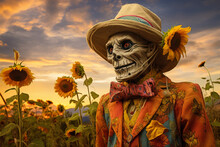 A Vibrant Photo Of A Living Scarecrow