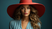 Elegant fashion woman wearing trendy hat created with generative AI technology