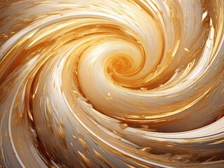 Aufkleber - a close up of a swirl of gold paint. generative ai. abstract white, yellow and gold background.