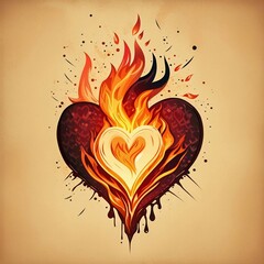 Wall Mural - burning heart