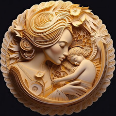 Wall Mural - A woman holding a baby in her arms. Generative AI.