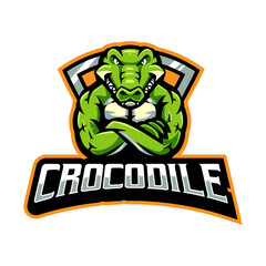 Wall Mural - Crocodile athletic club vector logo concept isolated on white
