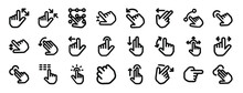 Set Of 24 Outline Web Touch Gestures Icons Such As Zoom In, Zoom Out, Keypad, Zoom Out, Rotate, Swipe Left, Drag Vector Icons For Report, Presentation, Diagram, Web Design, Mobile App