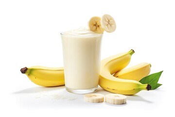 Wall Mural -  Smoothie banana fruits yogurt isolated on white background PNG