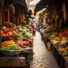 Wall Mural - fruits and vegetables at the market