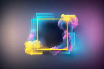 Poster - n abstract square frame with cloudy background. Generative AI