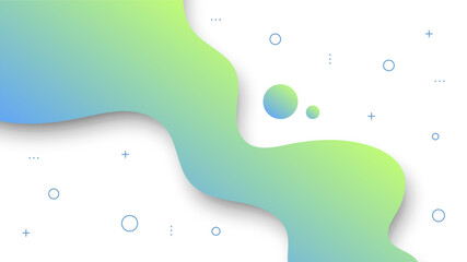 Wall Mural - Modern Abstract Background with Motion Fluid Liquid Waves Retro Memphis and Blue Green Yellow White Gradient Color