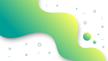 Wall Mural - Modern Abstract Background with Motion Fluid Liquid Waves Retro Memphis and Green Yellow White Gradient Color