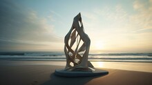 Metal Sculpture On The Beach At Sunny Day