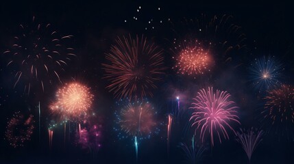 Illustration of fireworks in the night sky