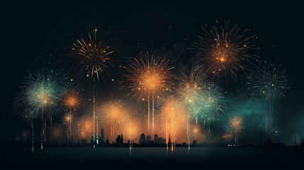 Sticker - Illustration of fireworks in the night sky