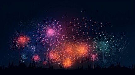 Illustration of fireworks in the night sky