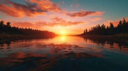 Wall Mural - sunset over the river Ai generative HD 8K wallpaper Stock Photographic Image